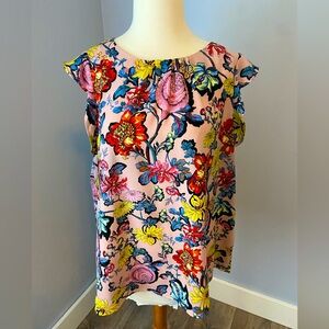 1X Halogen ruffle sleeve floral blouse